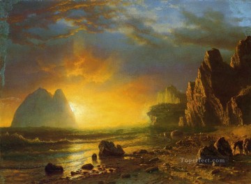 Sunset on the Coast Albert Bierstadt Beach Oil Paintings